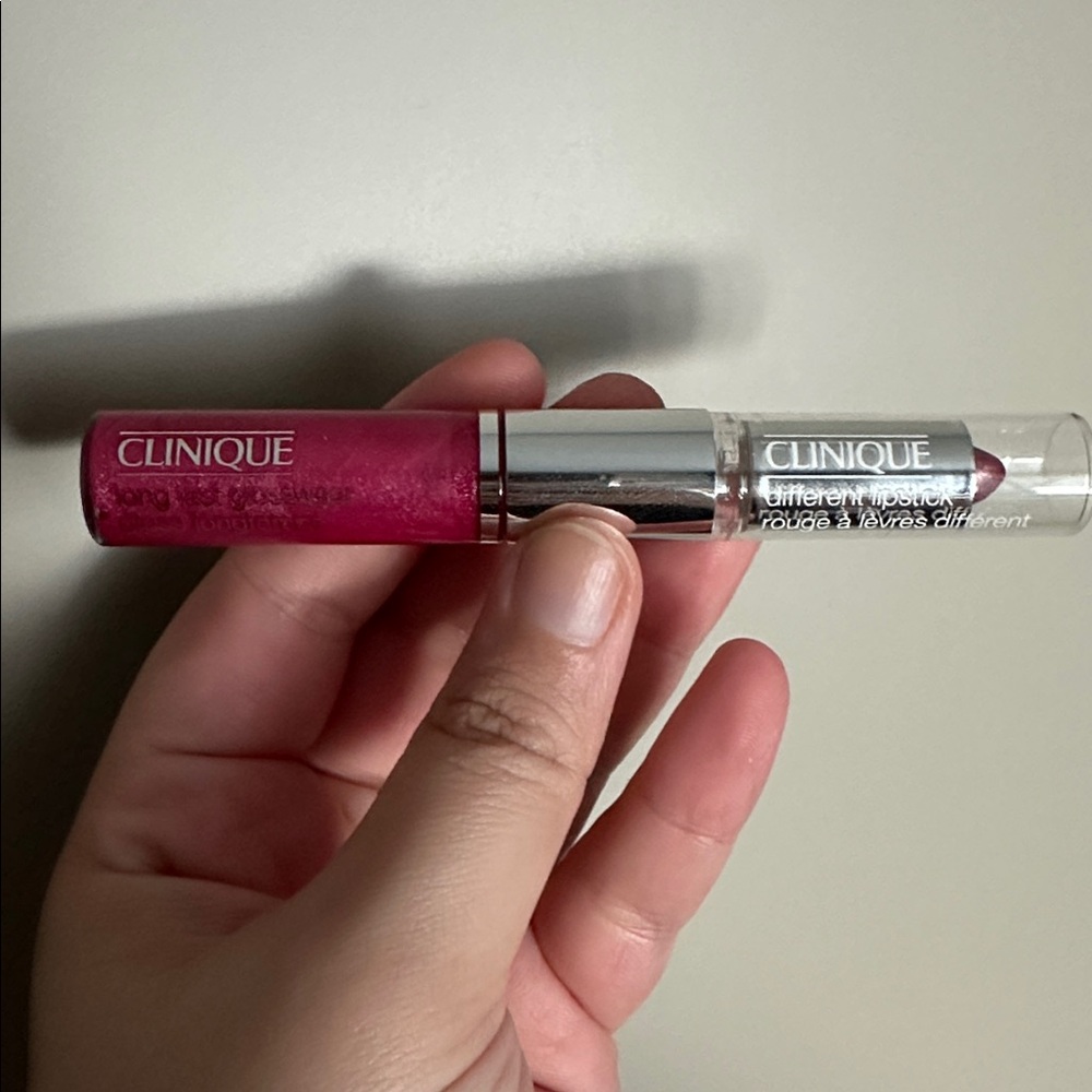 Clinique long lasting glosswear #12 Kissyfit + #33 Raspberry Glace Lipstick